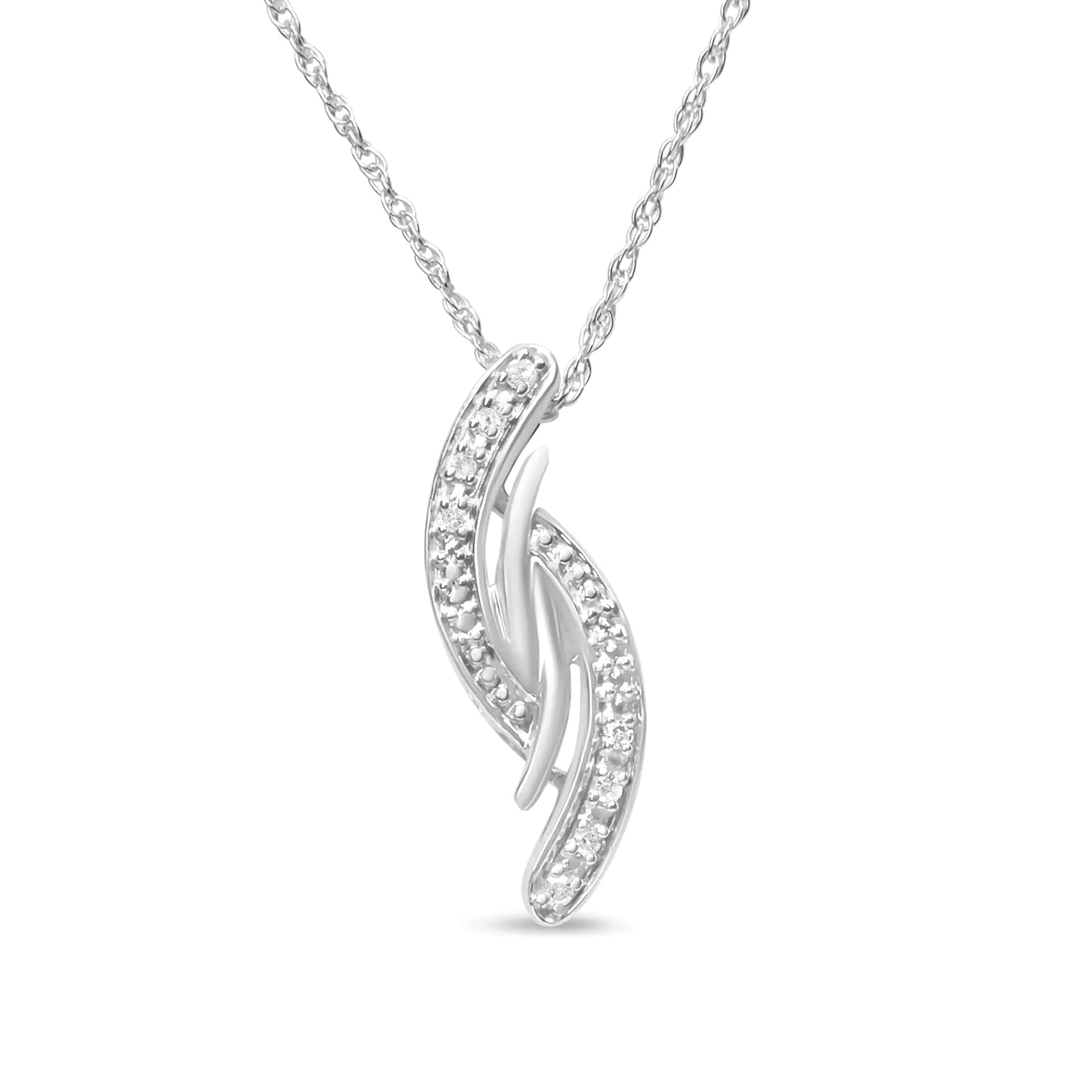 .925 Sterling Silver Diamond Accent Bypass Curve 18" Pendant Necklace (I-J Color, I3 Clarity)