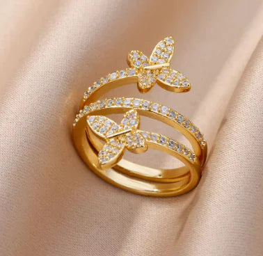 Flower Copper Inlaid Zircon Full Diamond Ring